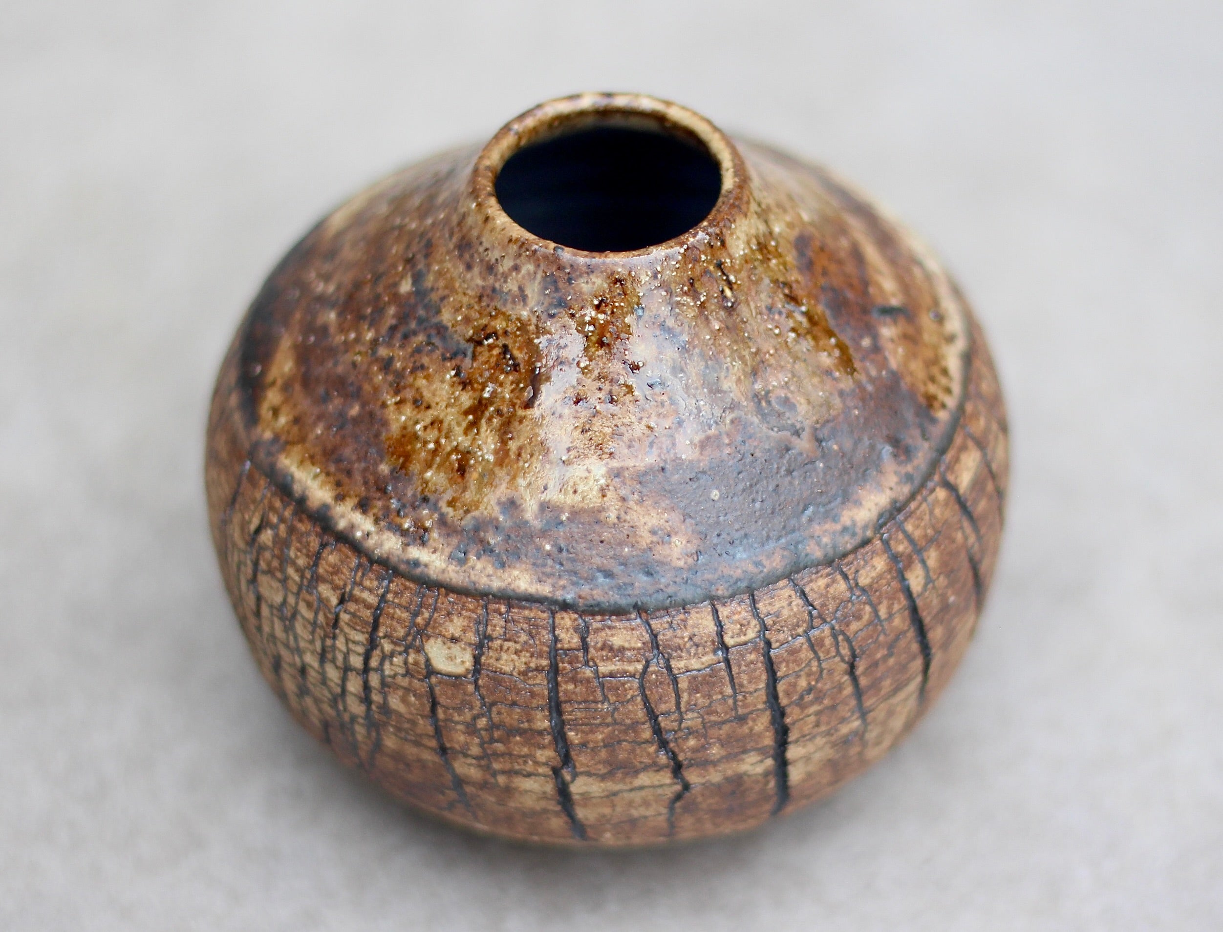 Bark Bud Vase with wood ash