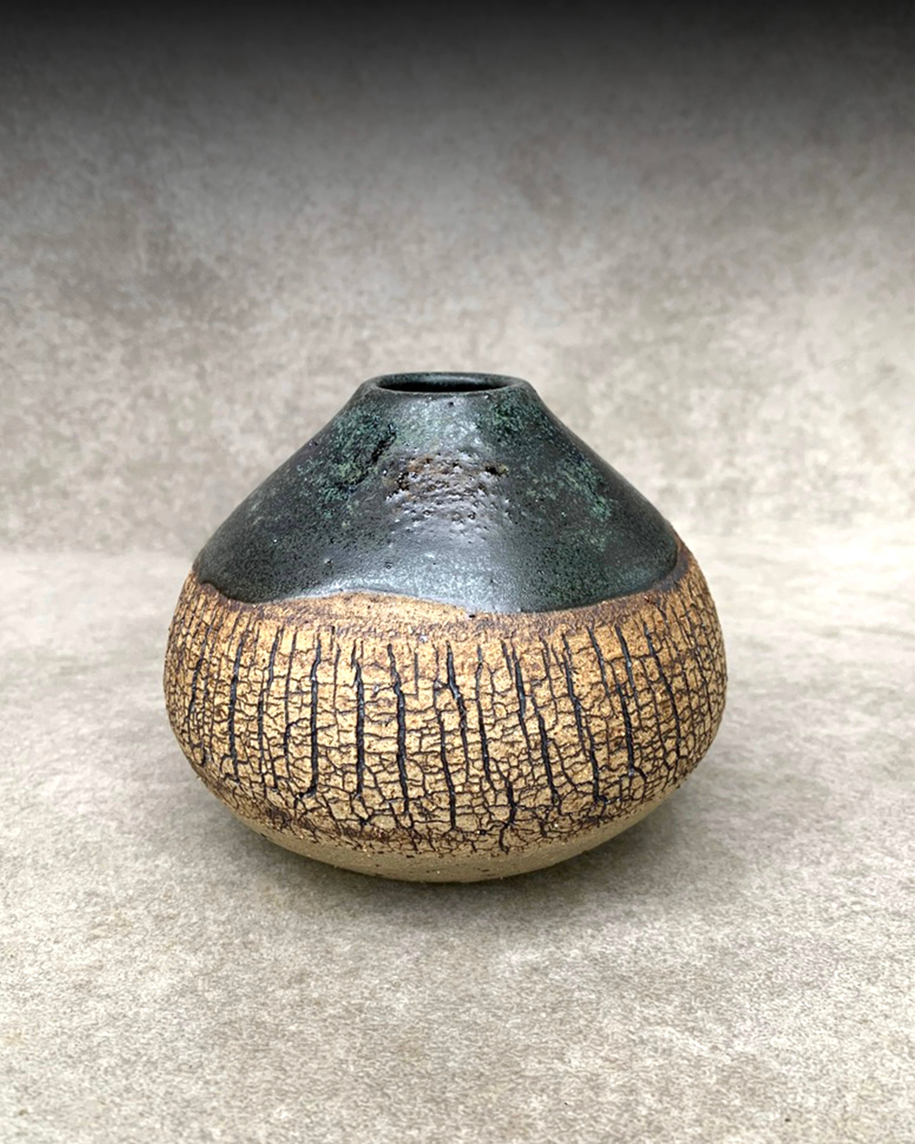 Bark Bud Vase with black glaze