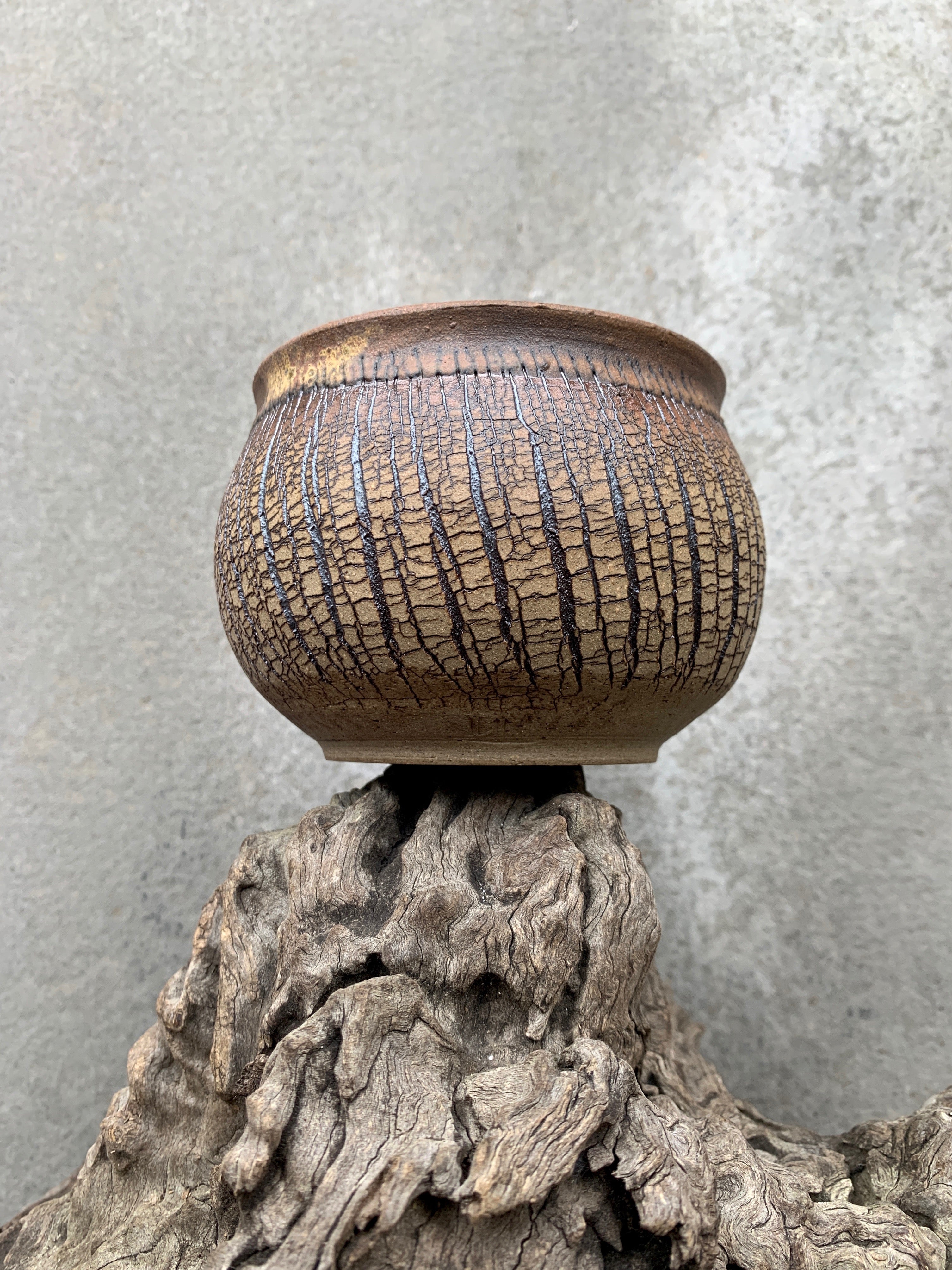 Raw Bark Cup with Wood Ash
